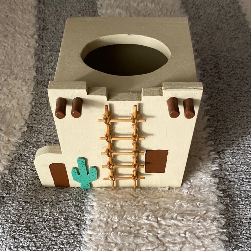 Southwestern Style Cream Tissue Box Holder